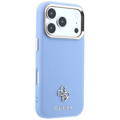 4. Guess Saffiano Small 4G & Classic Logo MagSafe Case for iPhone 18 Pro / 17 Pro - Light Blue