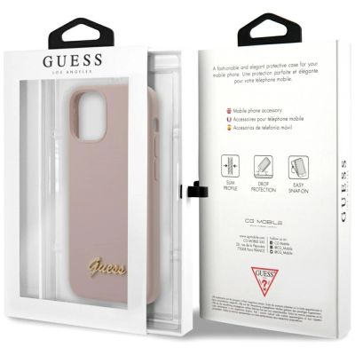 11. Guess GUHCP12SLSLMGLP iPhone 12 mini 5.4" light pink/light pink hardcase Silicone Script Gold Logo
