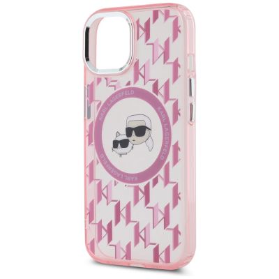 6. Karl Lagerfeld IML Monogram Karl & Choupette Head MagSafe iPhone 15 Plus Case - Pink