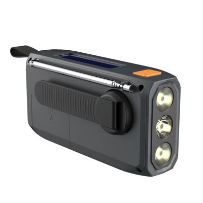 3. Extralink Bluetooth Solar Emergency Radio with Crank Dynamo Powerbank 4000mAh with SOS Flashlight BT-4000 Portable Analog and Digital Black, Orange