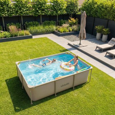 6. VIRTUFIT RECTANGULAR SWIMMING POOL 260 x 180 CM WITH FILTER PUMP BEIGE