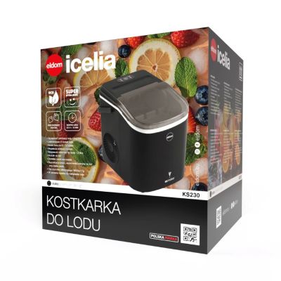 14. ELDOM ICE MAKER KS230 ICELIA 165W, BLACK, 12 KG ICE/24H; 9 ICE CUBES AT A TIME EVERY 6 – 12 MIN