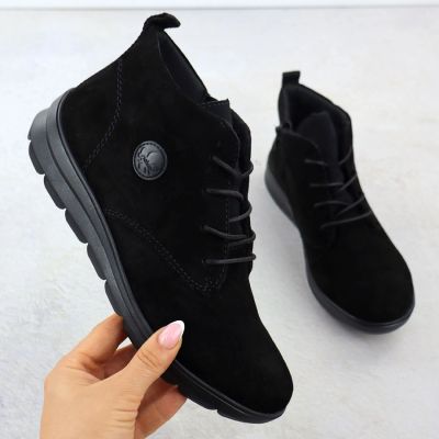 9. Women’s black suede leather ankle boots Rieker Z0022-00