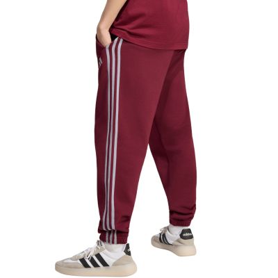 3. Men's adidas Essentials 3-Stripes Fleece Tapered Cuffed Pants Burgundy KY4134