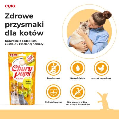 2. INABA Churu Pops Chicken - cat treat - 4x15 g