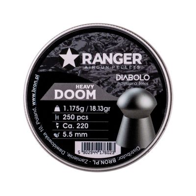 5. 5.5 mm RANGER Diabolo Doom Heavy flat pellets 250 pcs 1.175 g