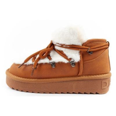 2. D.Franklin women's winter snow boots, fashionable fur lining, brown ankle boots