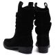 5. Black Ruched Leather Cowboy Ankle Boots for Women Sergio Leone BT-16-S