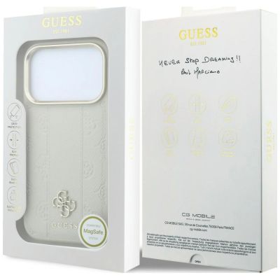 8. Guess Peony 4G Small Logo MagSafe case for iPhone 17 Pro / 18 Pro - beige