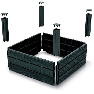 8. GARDEN BED EDGE BASE 4 ELEMENTS WOOD ANTHRACITE