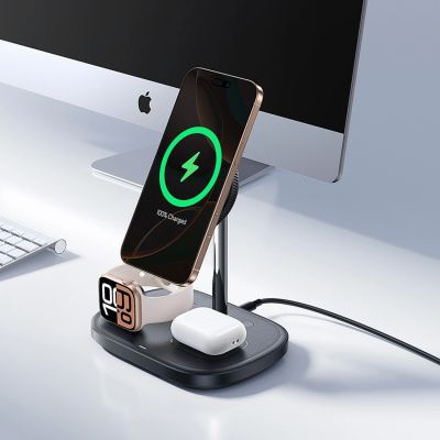 5. Baseus EnerFill FS41 3-in-1 Cooling Wireless Charger with EU Plug 45W and USB-C to USB-C Cable - Black