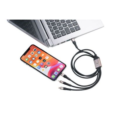4. TROIKA DREIZACK PRO USB cable 1.2 m USB C USB C/Micro USB-A/Lightning 100 W Black, Gray