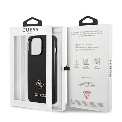 8. Guess Saffiano 4G Small Metal Logo case for iPhone 13 Pro / 13 6.1" - black