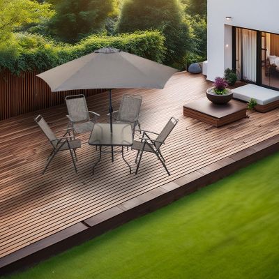 14. SYDNEY GARDEN FURNITURE SET TABLE 4 CHAIRS AND UMBRELLA GREY