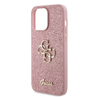 6. Guess GUHCP15LHG4SGP iPhone 15 Pro 6.1" pink/pink hardcase Glitter Script Big 4G