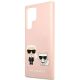 6. Karl Lagerfeld Silicone Ikonik Karl & Choupette Case for Samsung Galaxy S22 Ultra - Light Pink