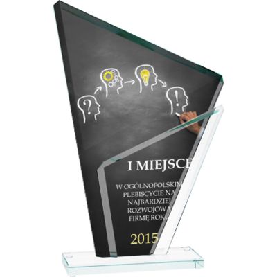 Glass trophy with LuxorJet color print