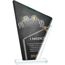 Glass trophy with LuxorJet color print