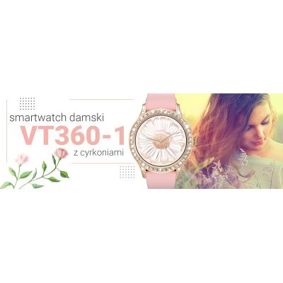 7. VELTORI VT360-1 Women's Smartwatch Pink Silicone Strap