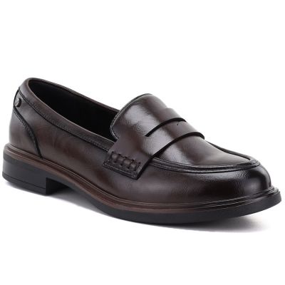 Brown leather loafers, loafers, Vinceza 133119