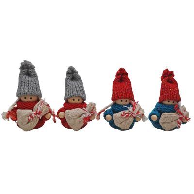 37. DECORATIVE DOLL WITH BAG RED GIRL 7.5 CM