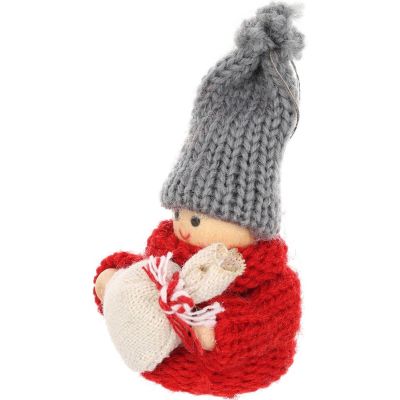 39. DECORATIVE DOLL WITH BAG RED GIRL 7.5 CM