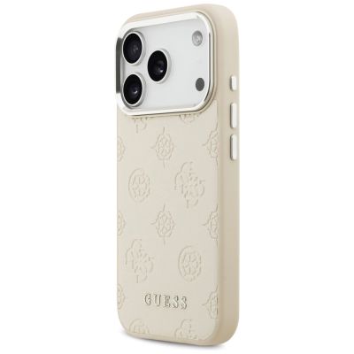 2. Guess Peony Hot Stamp Script MagSafe Case for iPhone 17 Pro - Beige