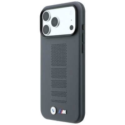 2. BMW M Blue Perfo Metal Logo MagSafe Case for iPhone 18 Pro / 17 Pro - Gray