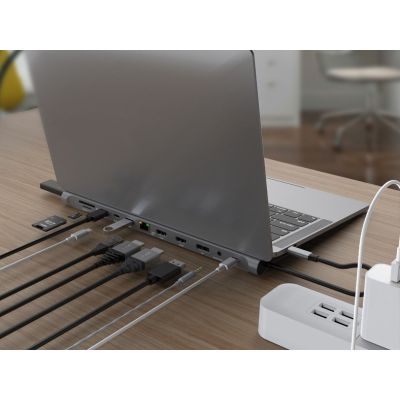 19. CONCEPTRONIC 12-1 USB-C docking station->2xHDMI/3xUSB-A/DP/+ 18cm gr