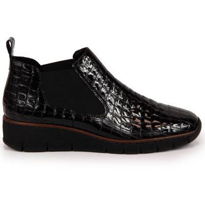 7. Rieker W R474 snakeskin leather ankle boots black