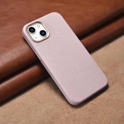14. iCarer Litchi Premium Leather Case iPhone 14 Plus Magnetic Leather Case with MagSafe Pink (WMI14220711-PK)