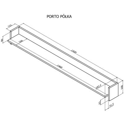 3. PORTO shelf 150x18x16.5 oak/black
