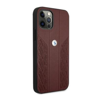 4. BMW Leather Curve Perforate Case for iPhone 12 Pro Max - Red