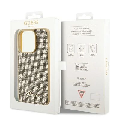 8. Guess Disco Metal Script case for iPhone 14 Pro Max - gold