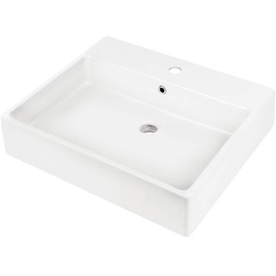 Ceramic countertop/wall-mounted washbasin with tap space - 60x50 cm