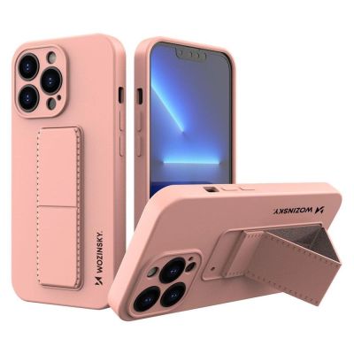 Wozinsky Kickstand Case iPhone 13 Pro Max Silicone Case with Stand Pink