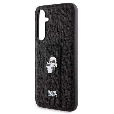 5. Karl Lagerfeld Gripstand Saffiano Karl&Choupette Pins case for Samsung Galaxy S23 FE - black