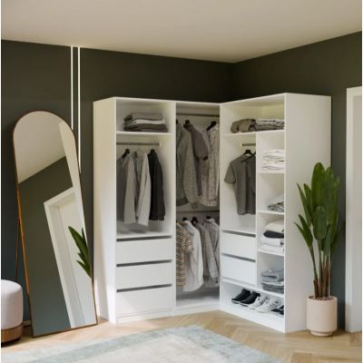 7. Modular Wardrobe OPENO SET 260/200 WHITE – Drawers, Rails and Shelves, Large, for the Bedroom