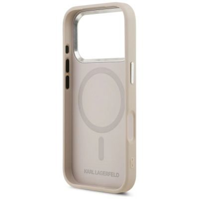 7. Karl Lagerfeld Embossed Open Ring RSG Logo MagSafe Case for iPhone 17 Pro / 18 Pro - Pink