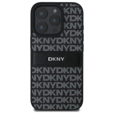 3. DKNY Texture Pattern Tonal Stripe iPhone 16 Pro Max Case - Black