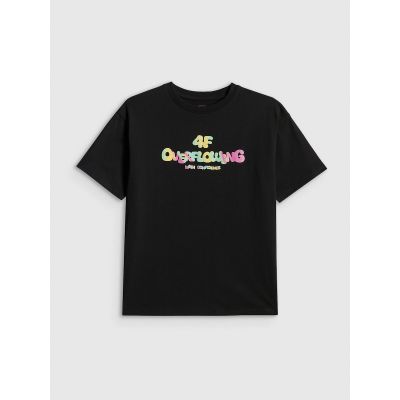 7. Girls' loose T-shirt with print 4F 4FJRSS26TTSHF4137-020S