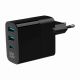 5. GEMBIRD 3-Port GaN USB Fast Mains Charger (PD) (2x USB-A + 1x USB Type-C), 30 W, LCD, Black