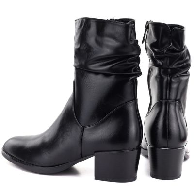 10. Women's high-heeled ankle boots with a gathered upper, black Vinceza 58682