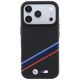 3. BMW M Quadrille Kevlar Print Tricolor Lines & Metal Logo MagSafe Case for iPhone 18 Pro / 17 Pro - Black