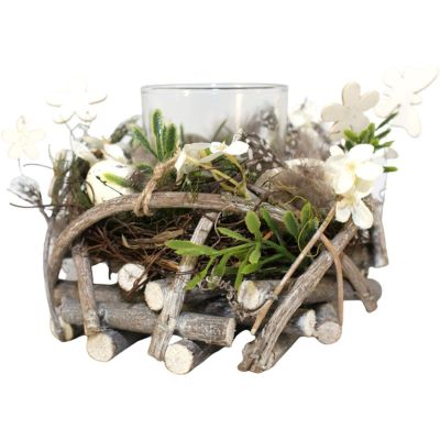 6. DECORATIVE FEATHER CANDLE HOLDER 16cm for TEA LIGHT