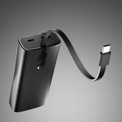 5. SBS 10000mAh PD 20W Powerbank with LCD Display and Built-in USB-C Cable - Gray