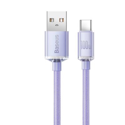 2. Baseus Crystal Shine Series cable USB cable for fast charging and data transfer USB Type A - USB Type C 100W 2m purple (CAJY000505)