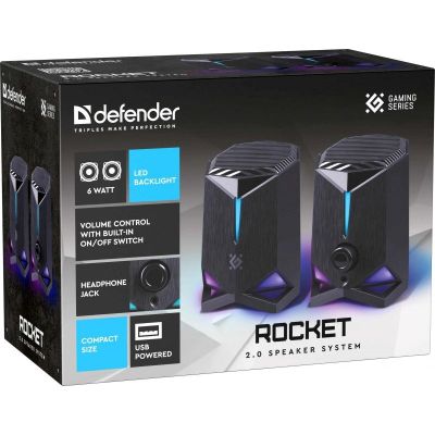 9. DEFENDER ROCKET 2.0 SPEAKERS 6W LED USB BLACK 65094