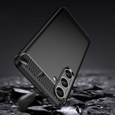 9. Case for Carbon Case Samsung Galaxy S24+ flexible silicone carbon cover - black