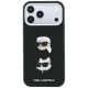 3. Karl Lagerfeld Saffiano Case with Karl & Choupette Heads Pins & Logo for iPhone 18 Pro Max / 17 Pro Max - Black